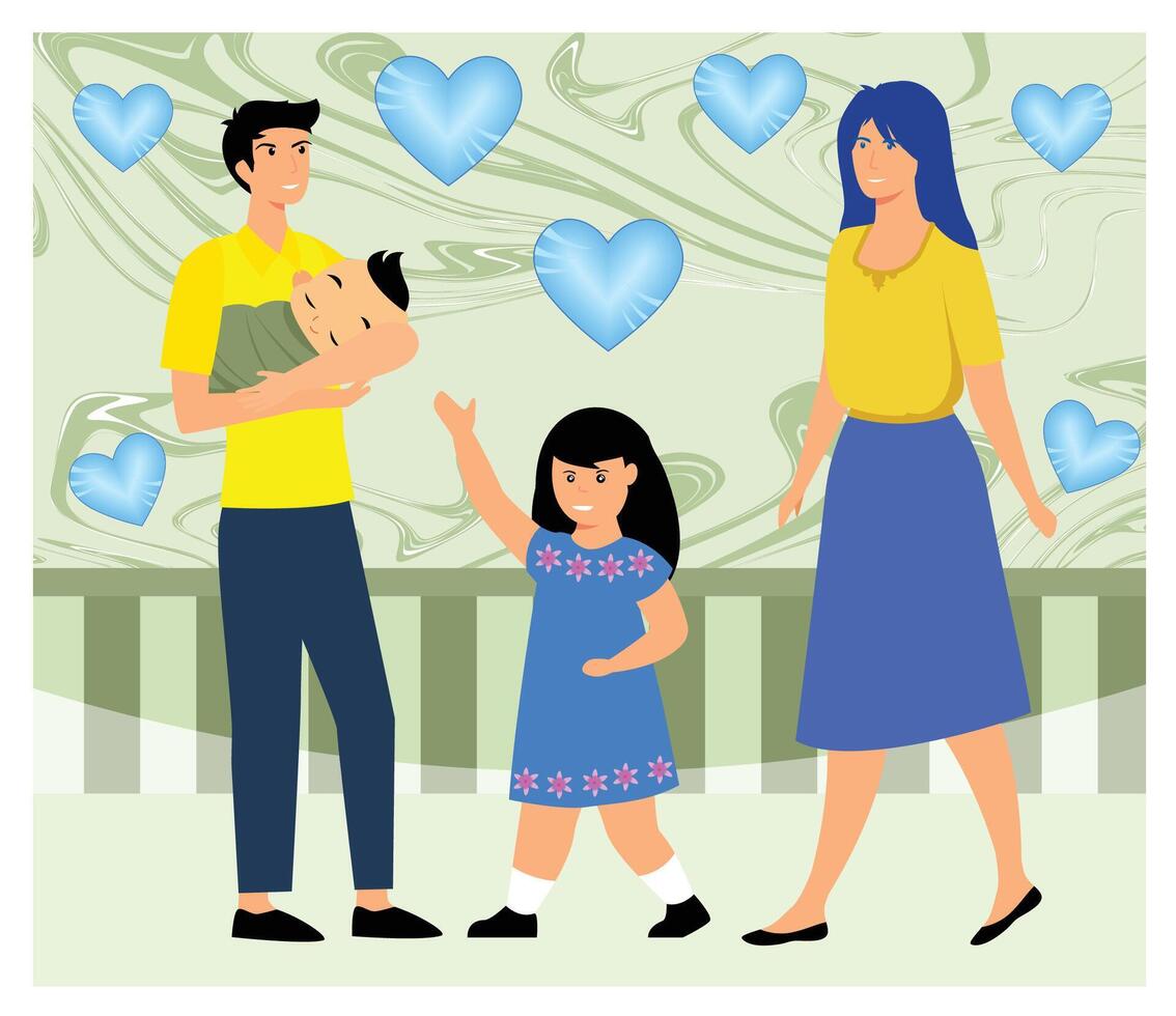 Happy Family Time with Parents, Children, and Love in a Joyful Setting. vector