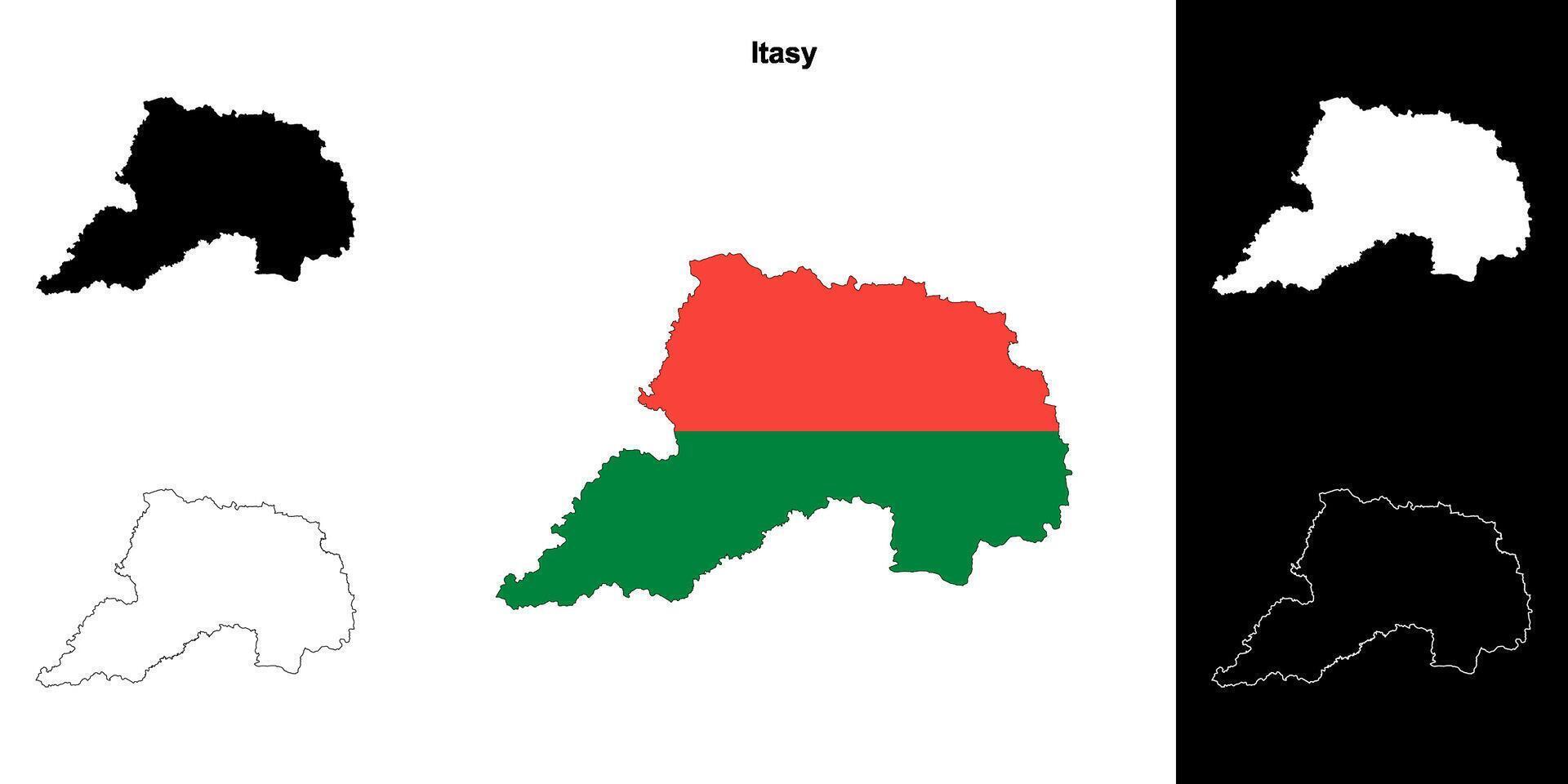 Itasy region outline map set vector
