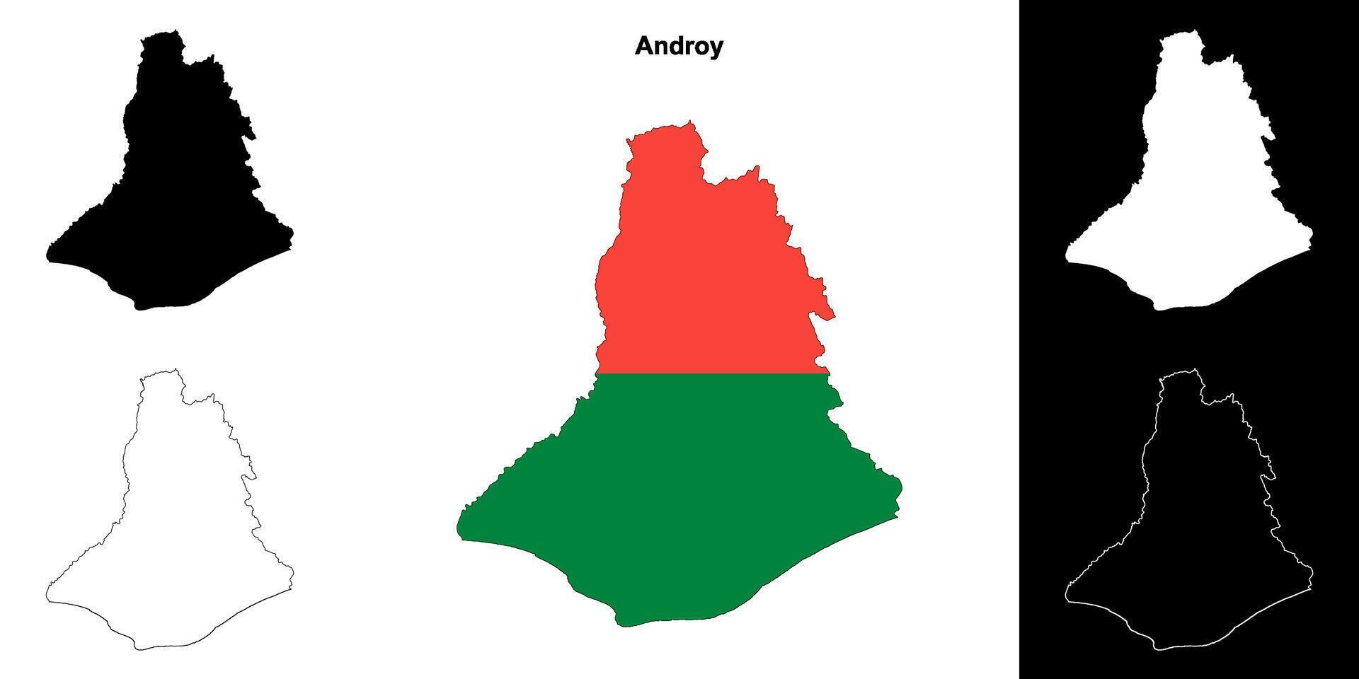 Androy region outline map set vector