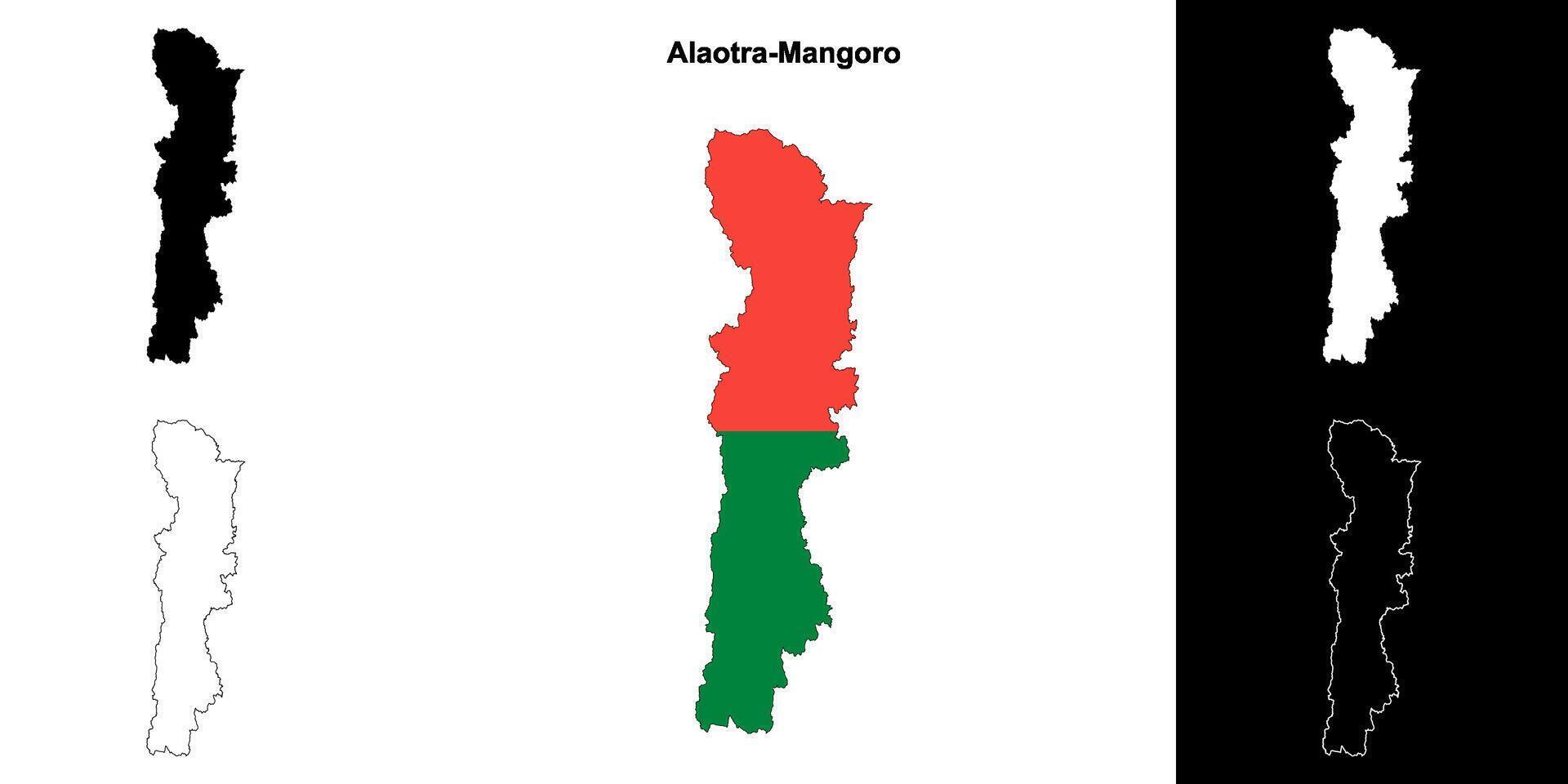 Alaotra-Mangoro region outline map set vector