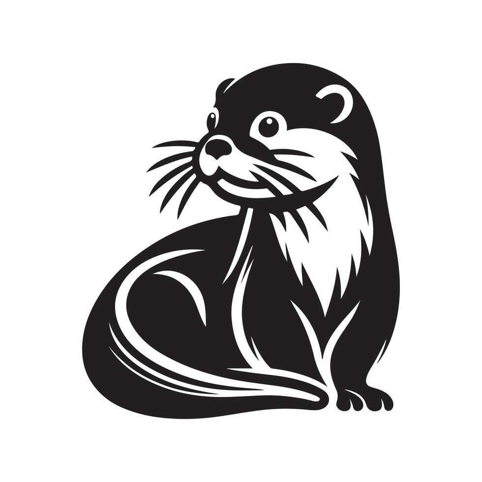 Otter Silhouette Vectors for Animal-Themed Educational Materials
