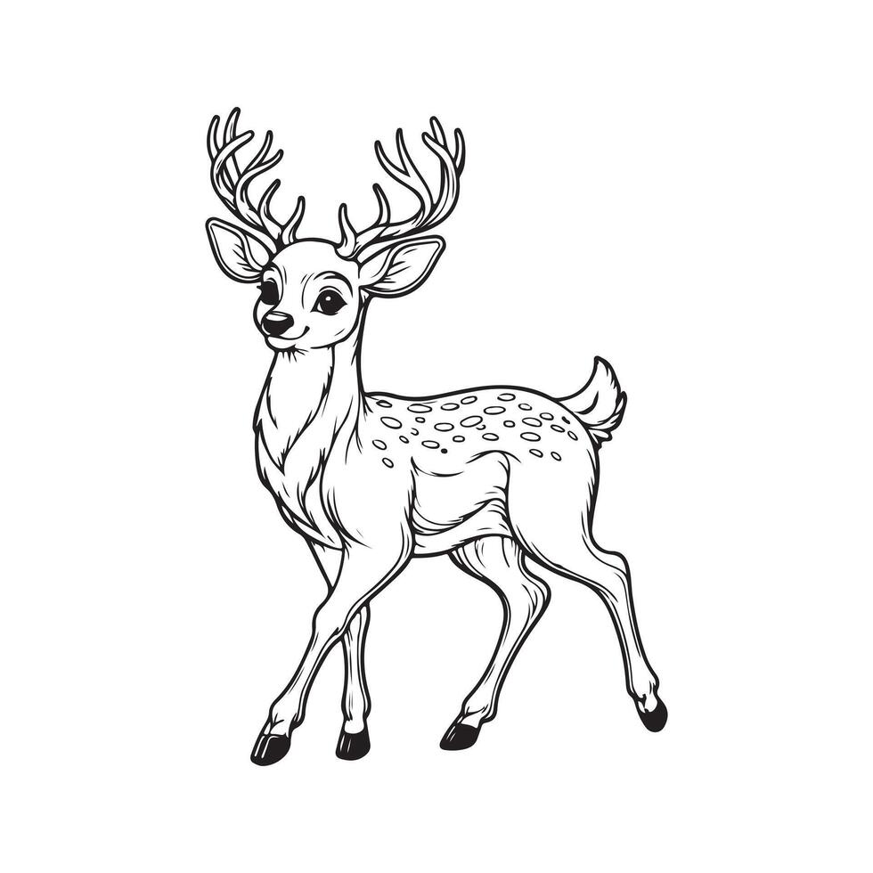 Beautiful Deer Line Art Vectors Illustrations for Posters and Decor
