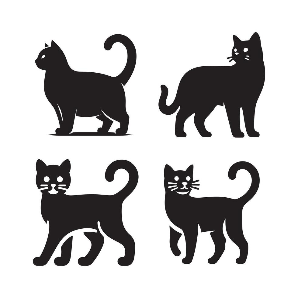 Cat Silhouette Vectors for Custom Merchandise and Product Design