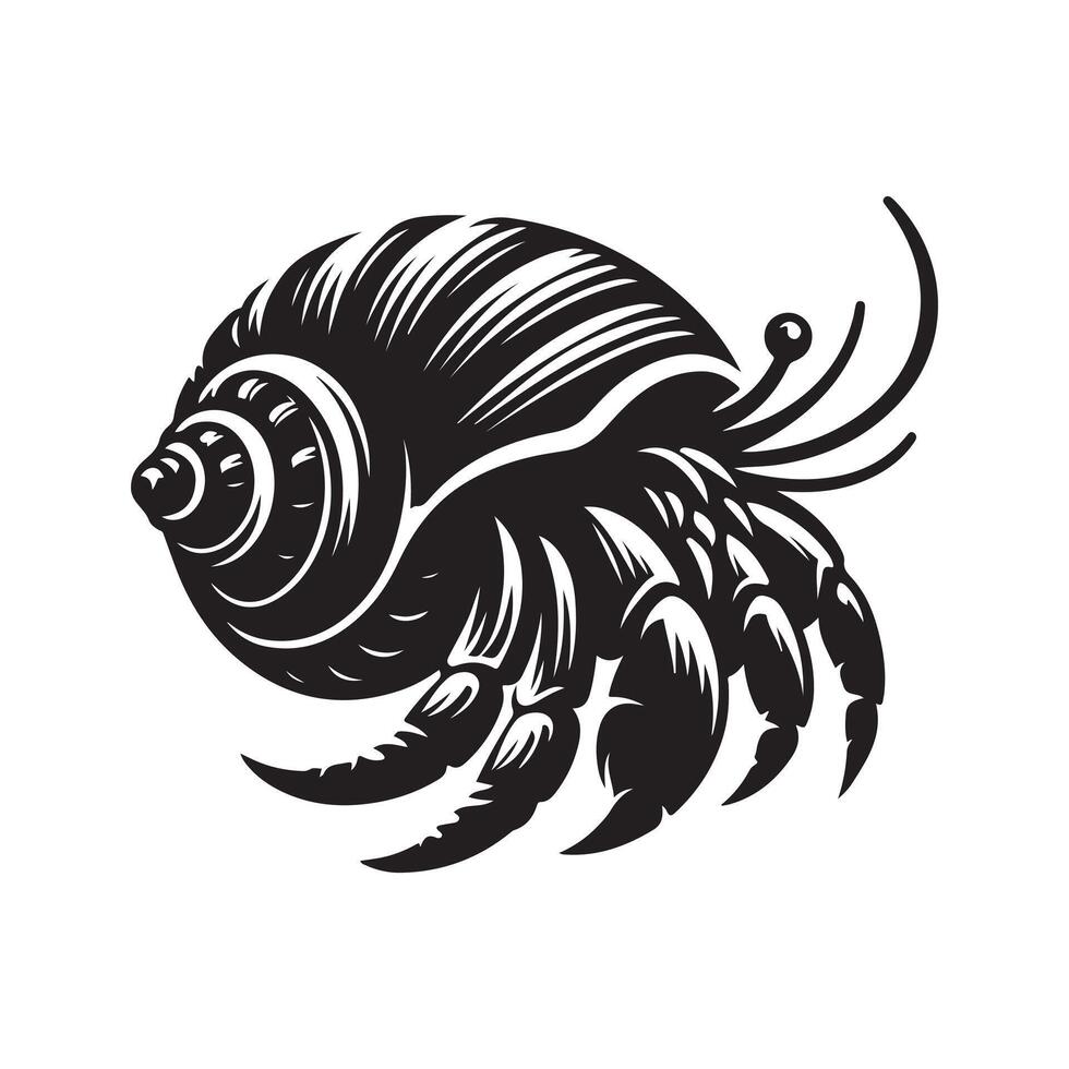 High-Resolution Crab Hermit Silhouette Vectors for Professional Designers