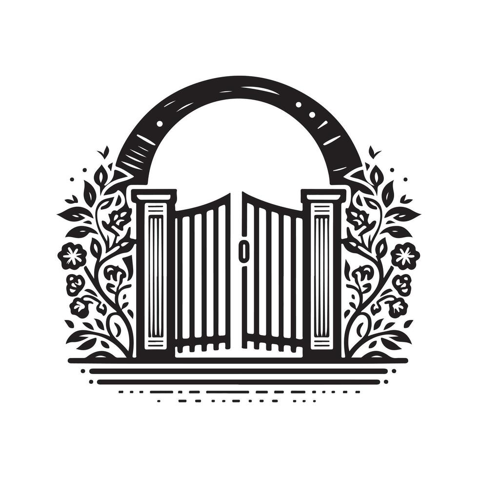 Sliding Gate Silhouette Vectors Ideal for Industrial and Property Marketing