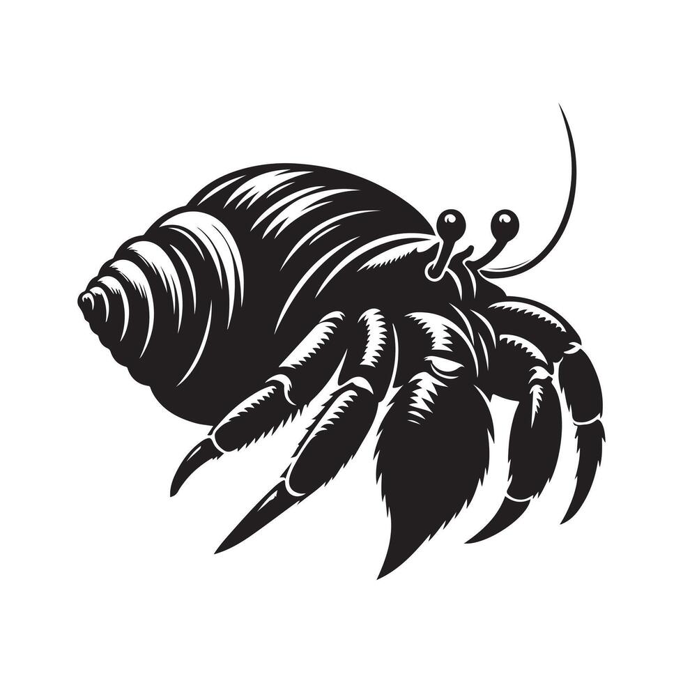 Create Unique Marine Art with Crab Hermit Silhouette Vectors