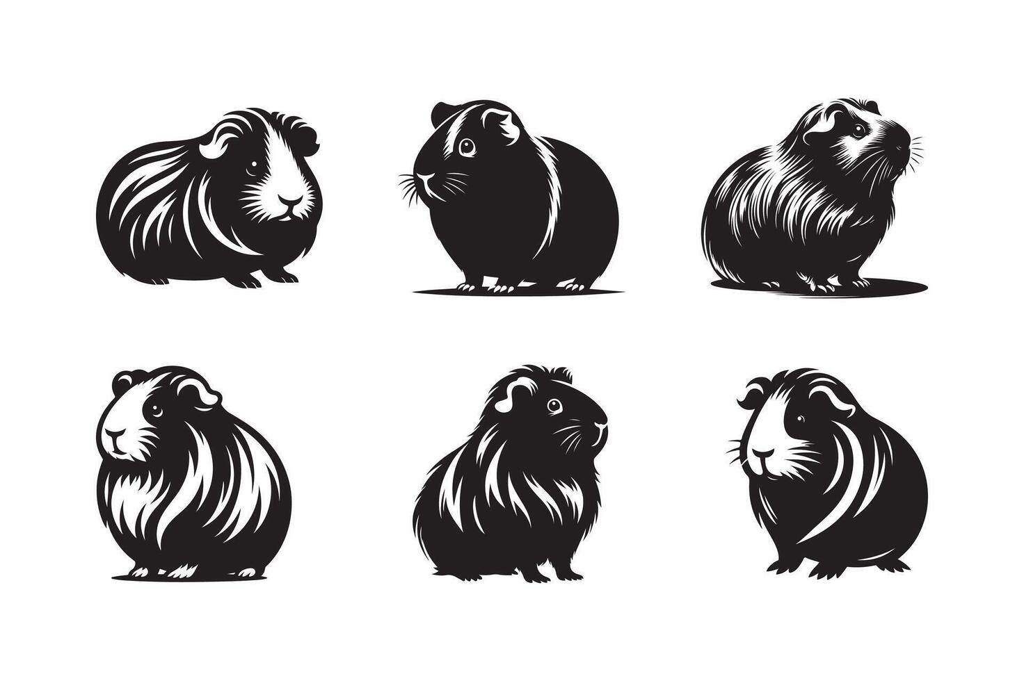 Guinea Pig Silhouette Vectors for Pet and Animal-Themed Invitations