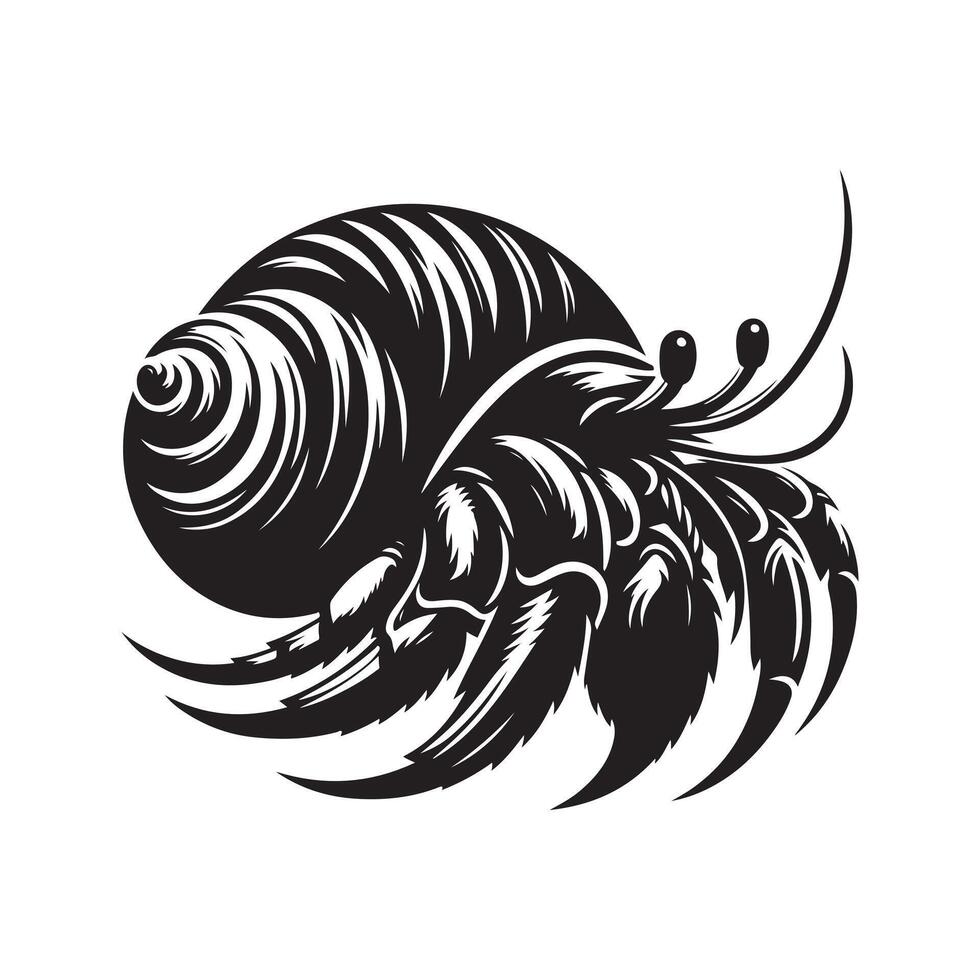 Crab Hermit Silhouette Vectors for Wildlife Conservation and Marine Life Art