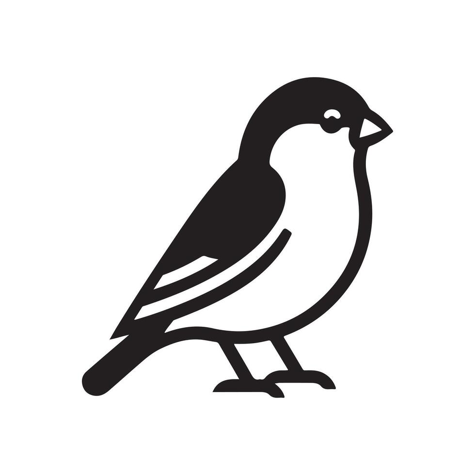 Stylized Bullfinch Silhouette Vectors for Ornithology and Wildlife Art