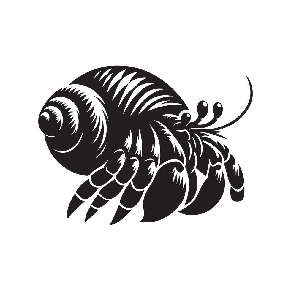 Crab Hermit Silhouette Vectors for Coastal-Themed Invitations and Greeting Cards