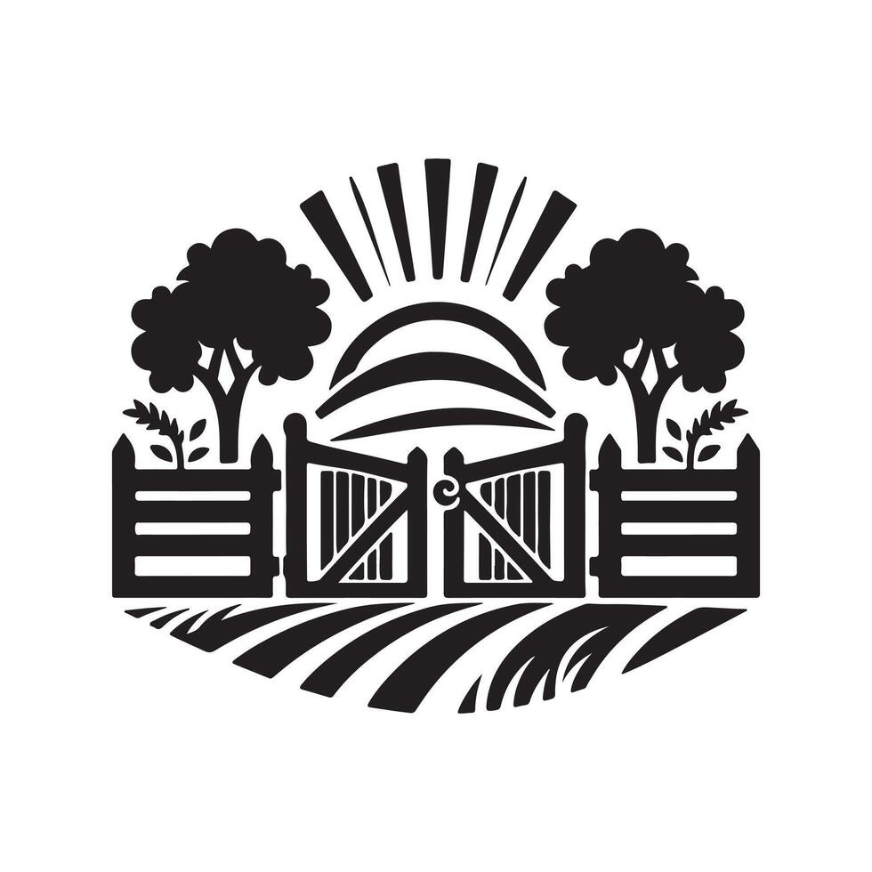 Creative Farm Gate Silhouette Vectors for Handmade Art and Crafts