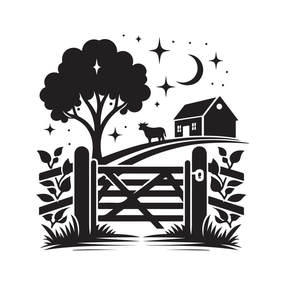 Farm Gate Silhouette Vectors Perfect for Posters and Billboards