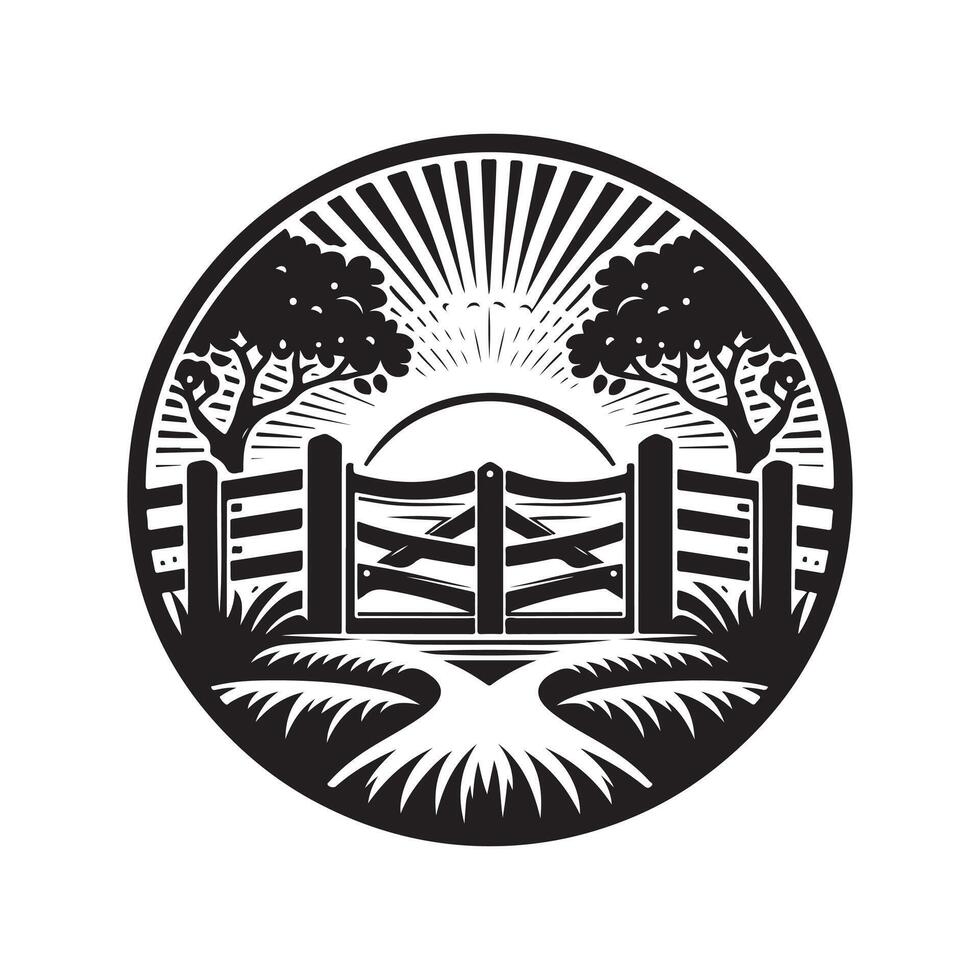 High-Quality Farm Gate Silhouette Vectors for Graphic Designers