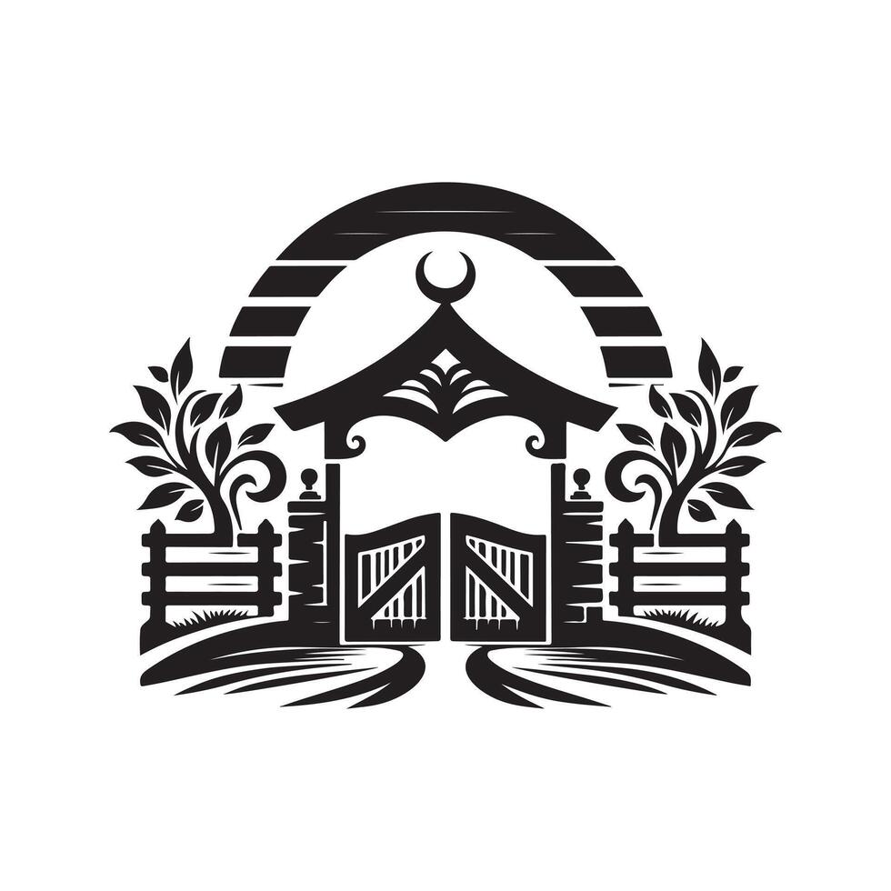 Farm Gate Silhouette Vectors for Farming and Agricultural Promotions