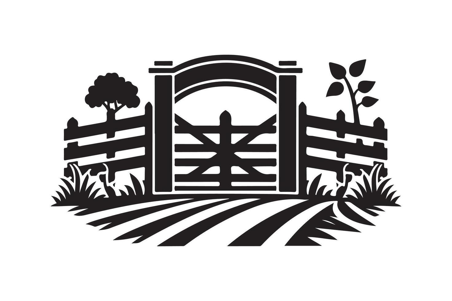 Farm Gate Silhouette Vectors Perfect for Rural Landscape Projects
