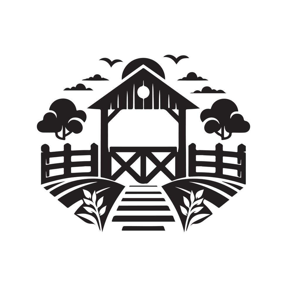 Farm Gate Silhouette Vectors for Agriculture and Farm Branding