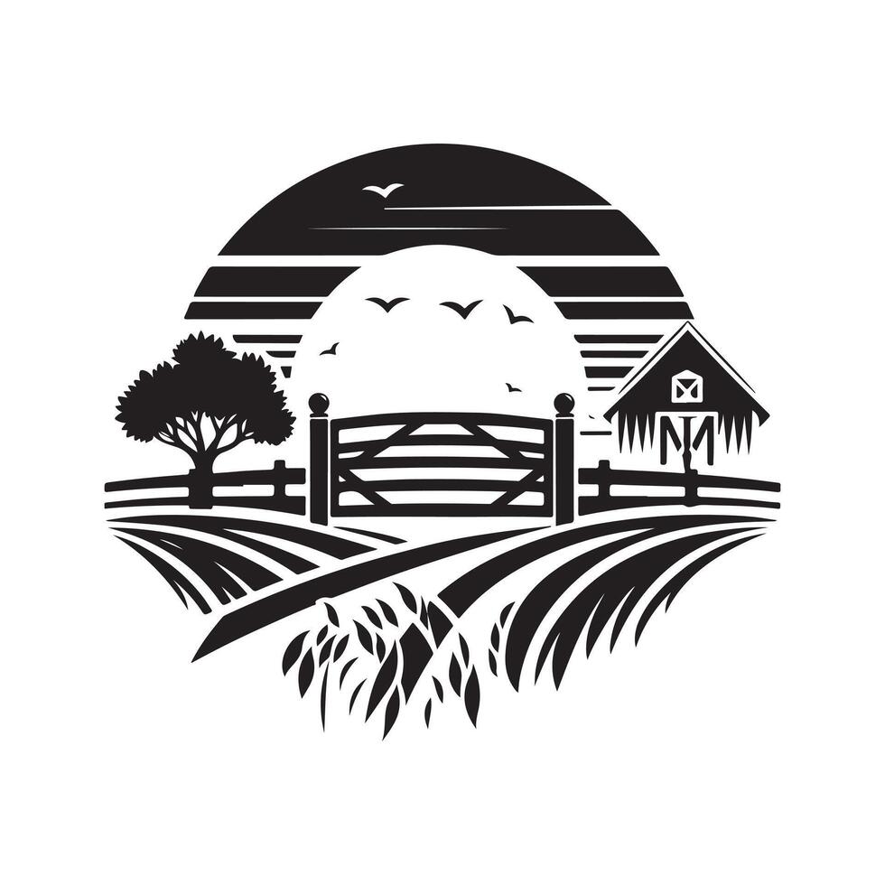 Farm Gate Silhouette Vectors Perfect for Rustic-Themed Packaging
