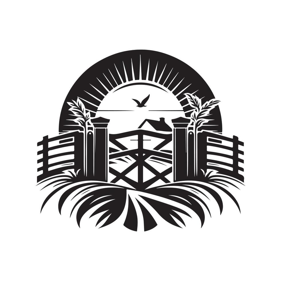 Farm Gate Silhouette Vectors for Country Living and Lifestyle Graphics