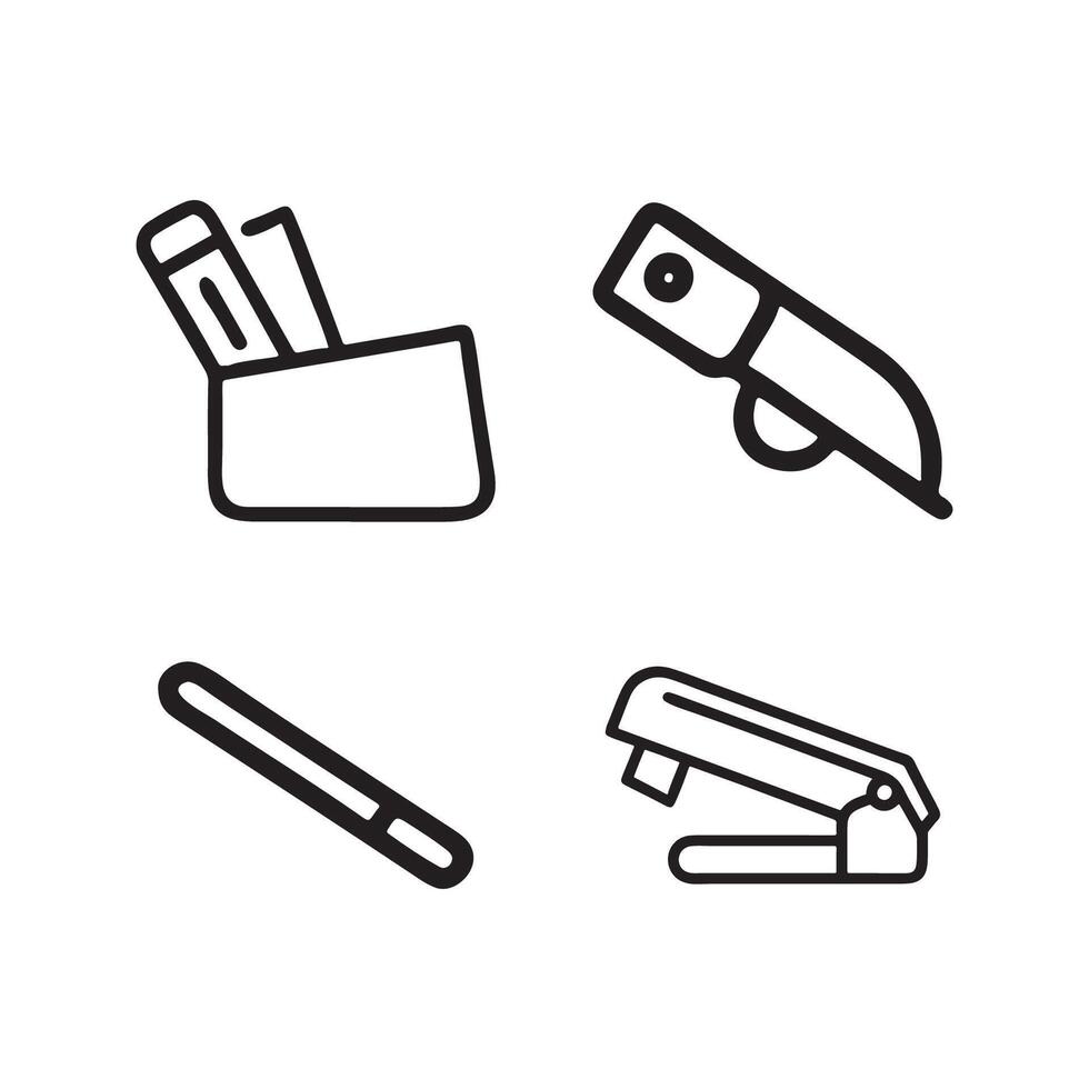 Set of stationary product liner stock art hand drawn icon vector