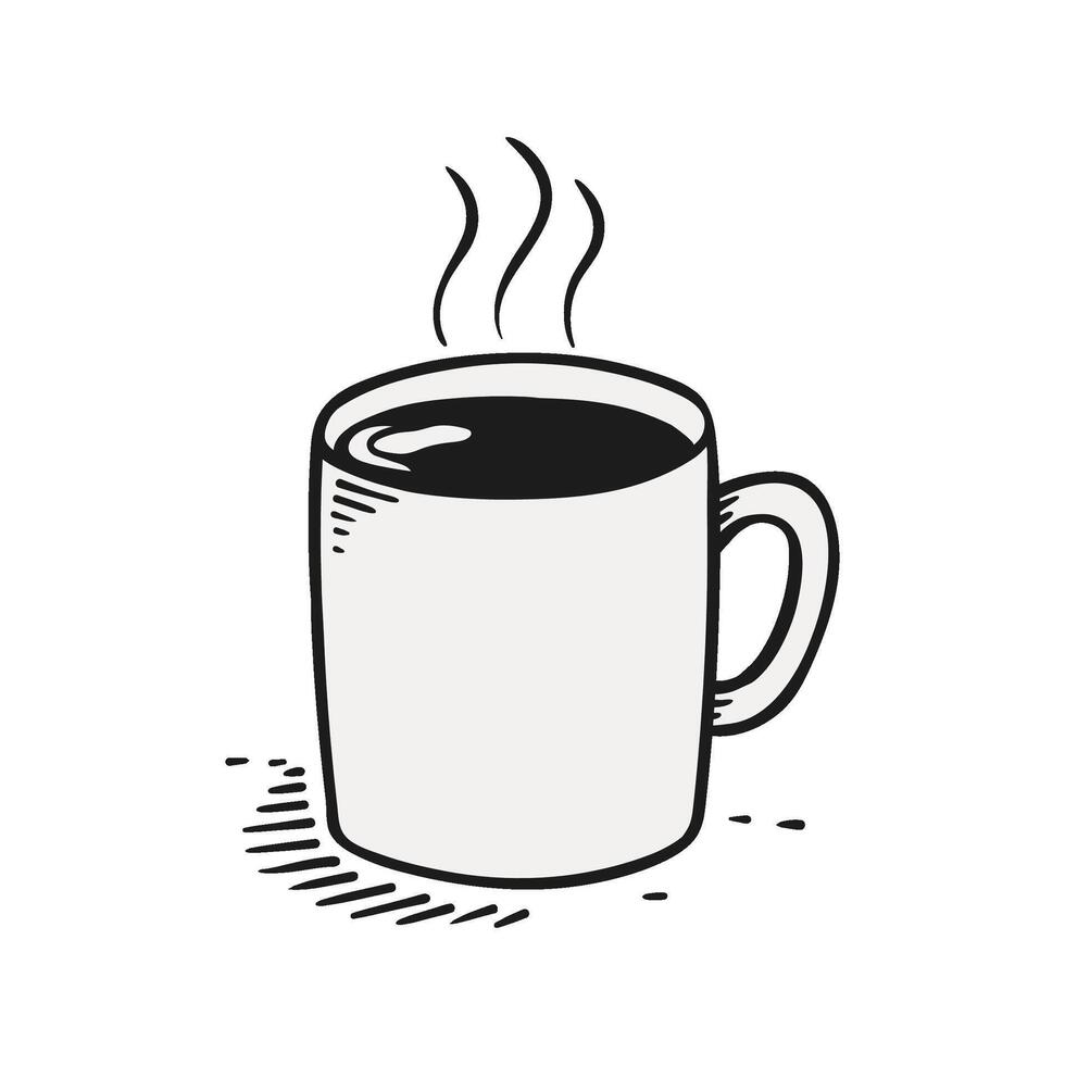 Minimalist illustration of a steaming cup of coffee, focusing on the essential elements of the design vector