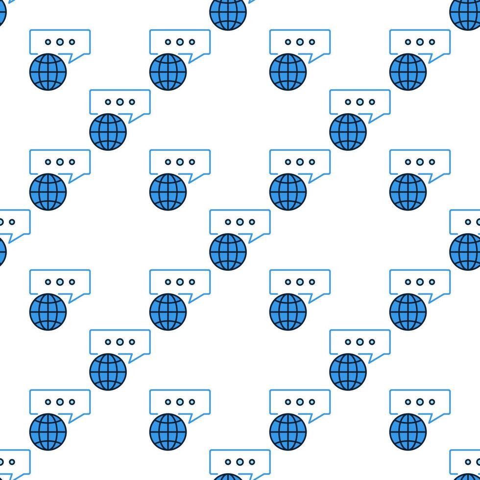 Message and Earth Globe Multipolarity blue seamless pattern vector