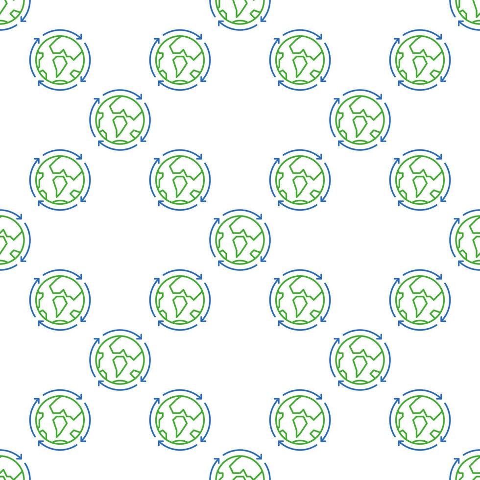 Earth Planet with Arrows Around Multipolarity seamless pattern in outline style vector