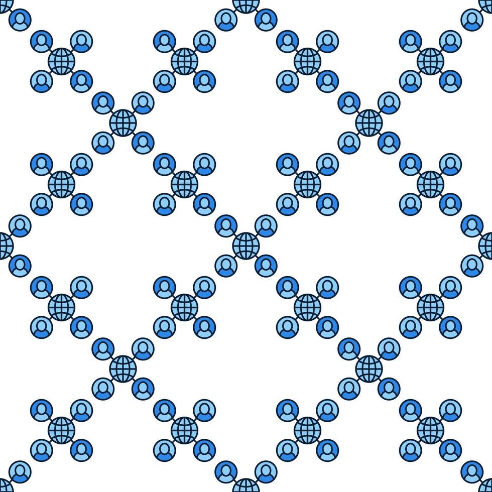 Four People Around Earth Globe Multipolarity blue seamless pattern vector