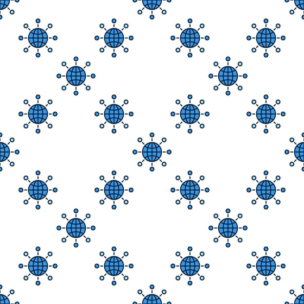 Multipolarity World Globe with Circles blue seamless pattern vector