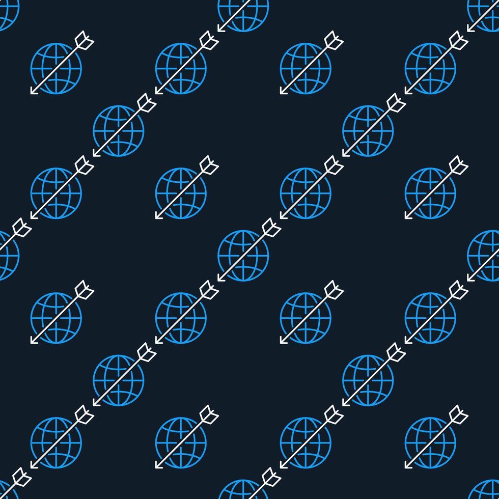 Earth with Arrow Multipolarity seamless pattern in thin line style vector