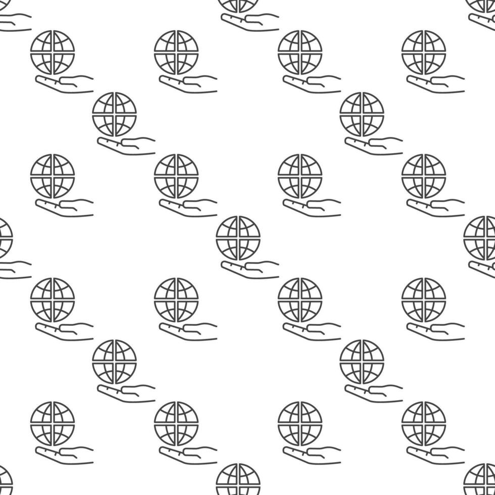 Multipolarity Hand with Earth outline seamless pattern vector