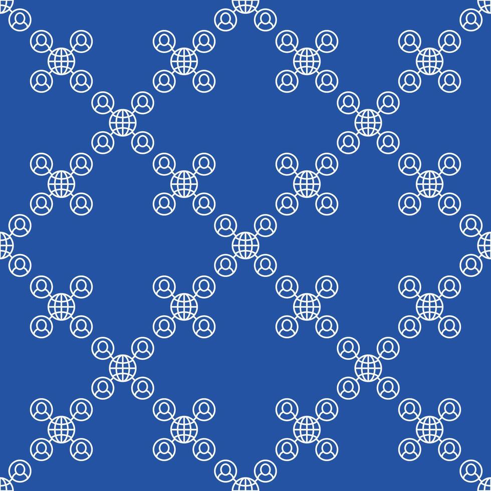 Earth and People Around Multipolarity seamless pattern in thin line style vector