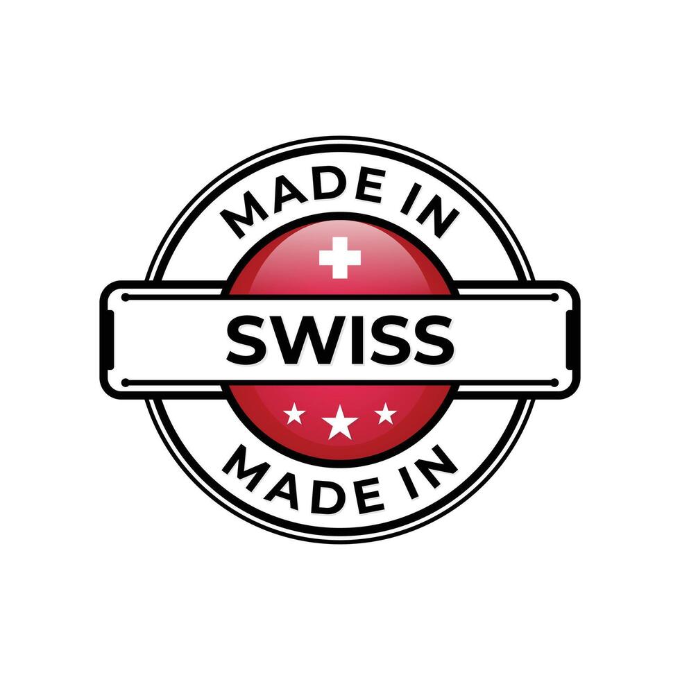 Made in Swiss label icon emblem isolated on white background vector