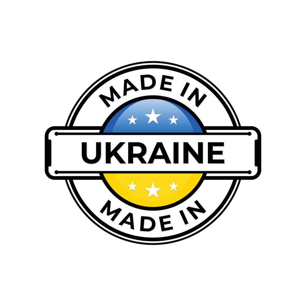 Made in Ukraine label icon emblem isolated on white background vector
