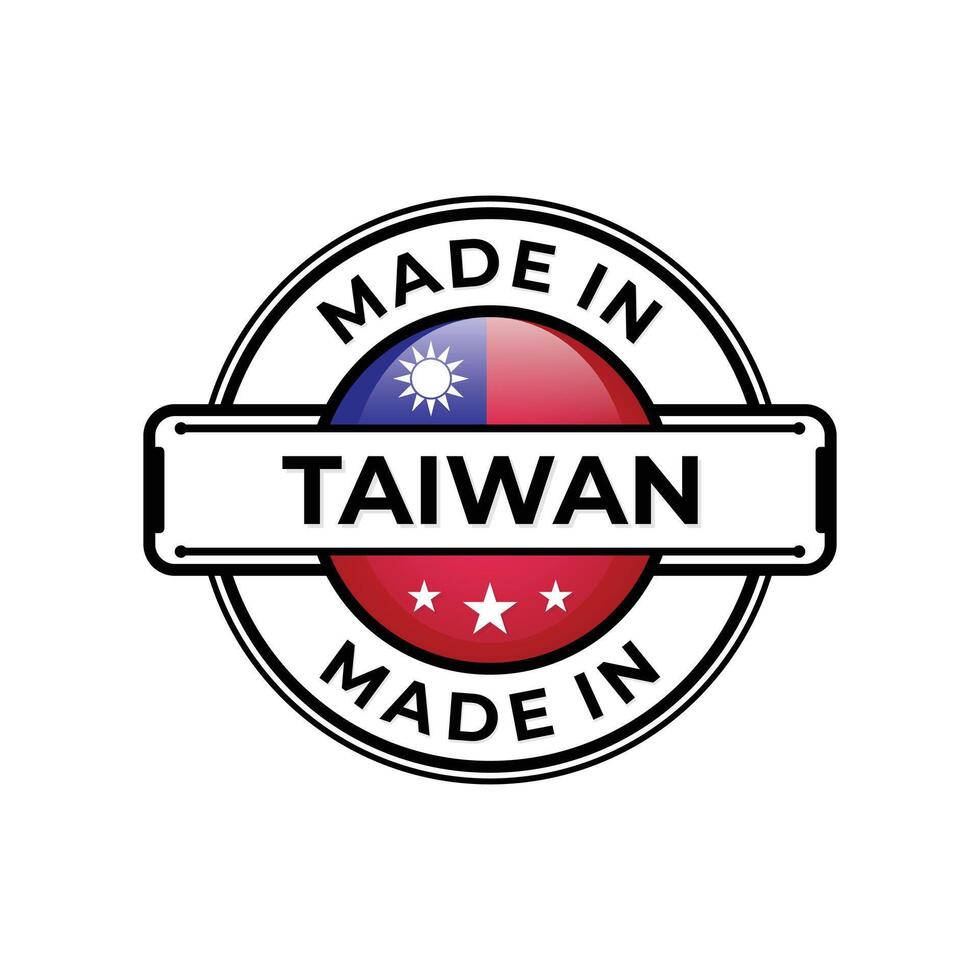 Made in Taiwan label icon emblem isolated on white background vector