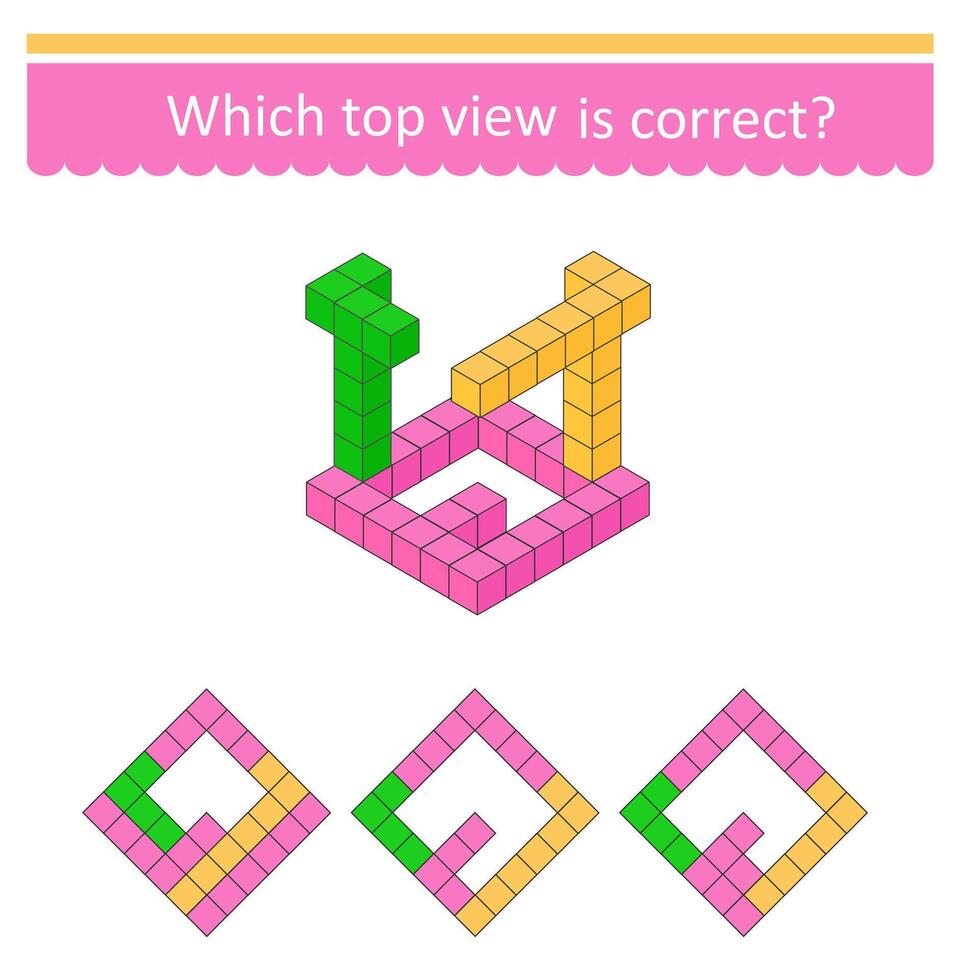 Find the correct top view of cubes. vector