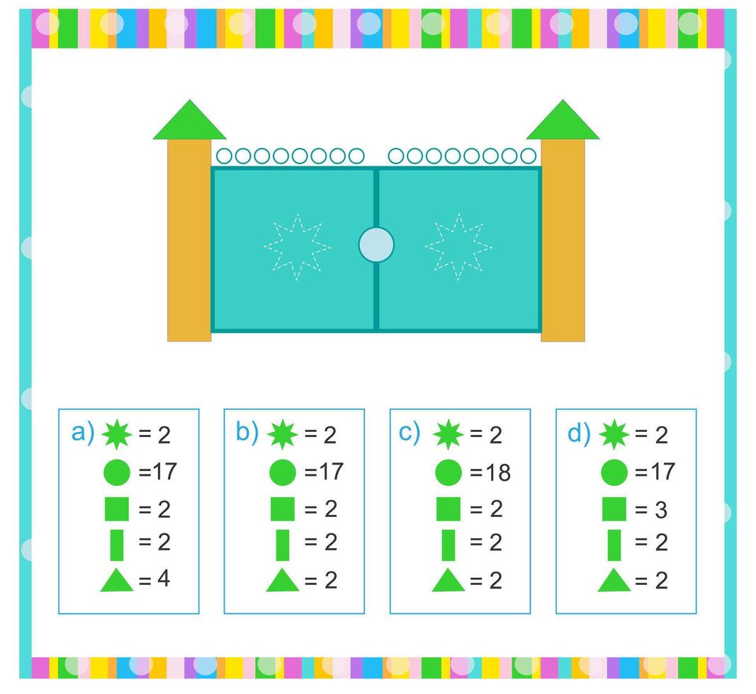Math game for children. Find the correct answer. Practice worksheet. vector
