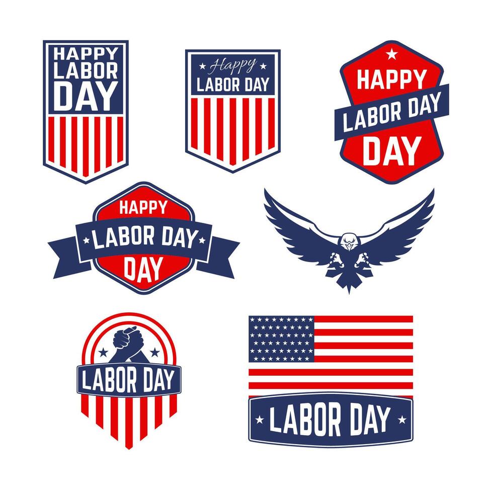 Set of Labor Day greeting card ,badge and labels. vector