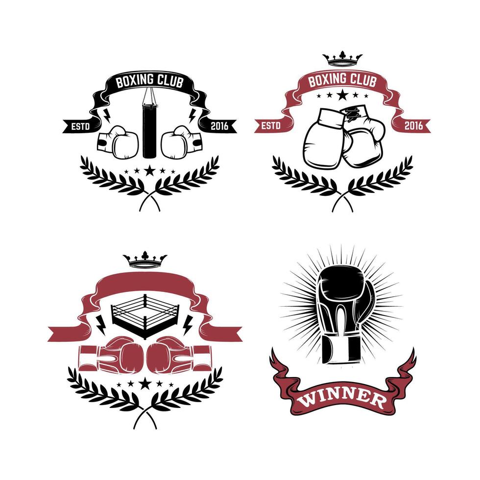 Set of the boxing club labels, emblems and design elements. Boxing design elements vector