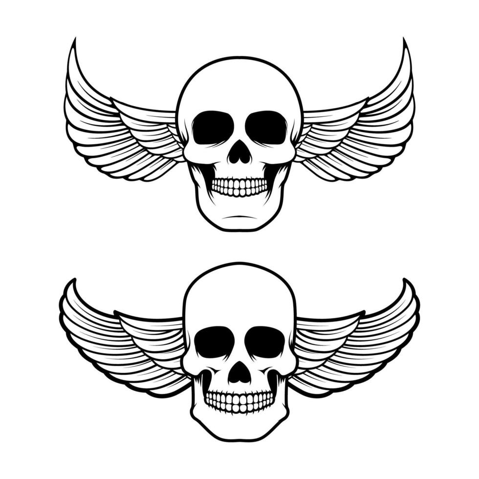 skulls with wings. Design element for poster, t-shirt print. illustration. vector