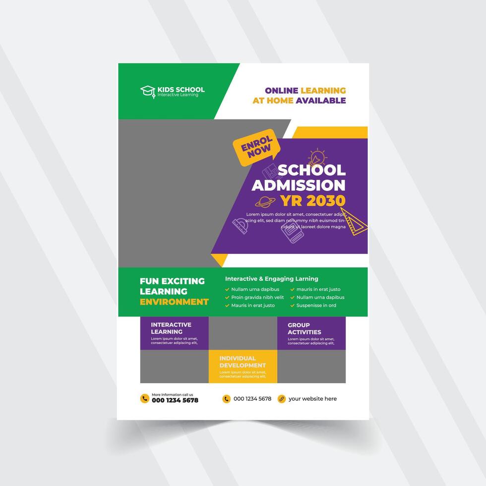 Colorful Back-to-School Flyers and Posters. Free Template vector