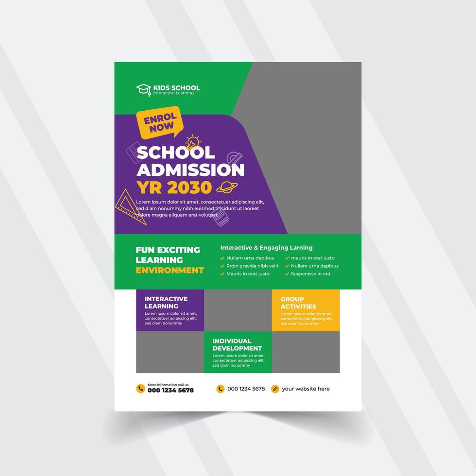 Creative Kids School Design for Poster and Banner. Free Template vector
