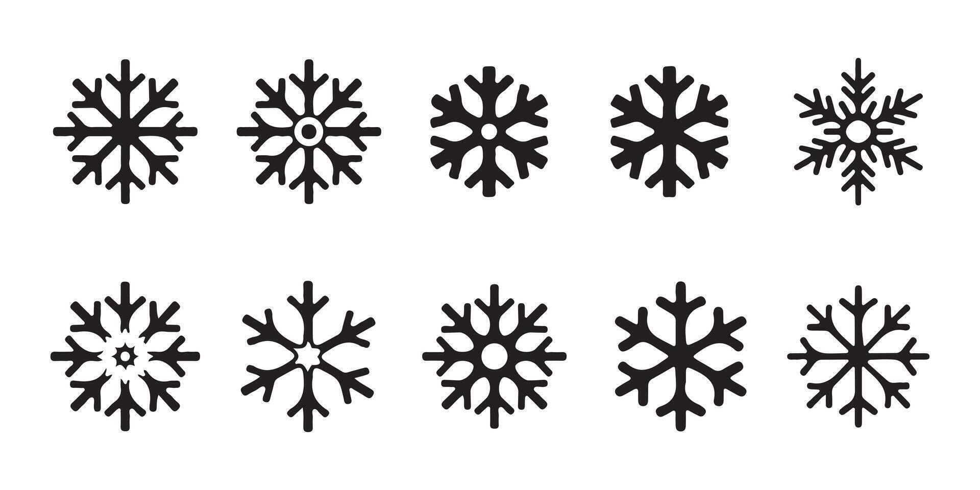Christmas snowflake icon set. Hand drawn snowflake icon set. Illustration EPS 10 vector