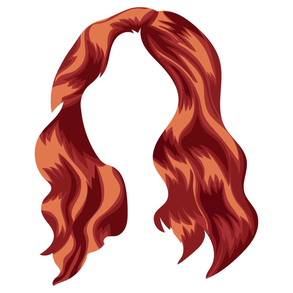 medium red female hair template for various female characters faceless template vector