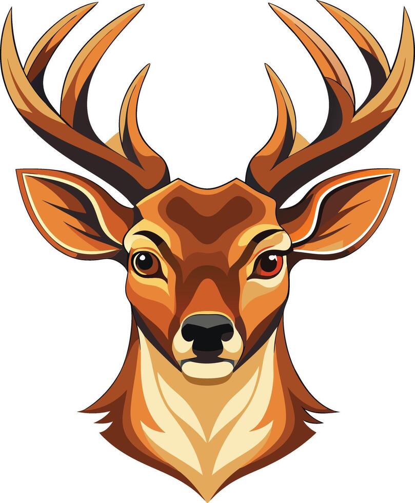 This is a Deer head cut out silhouette. Horned elk or stag icon vector