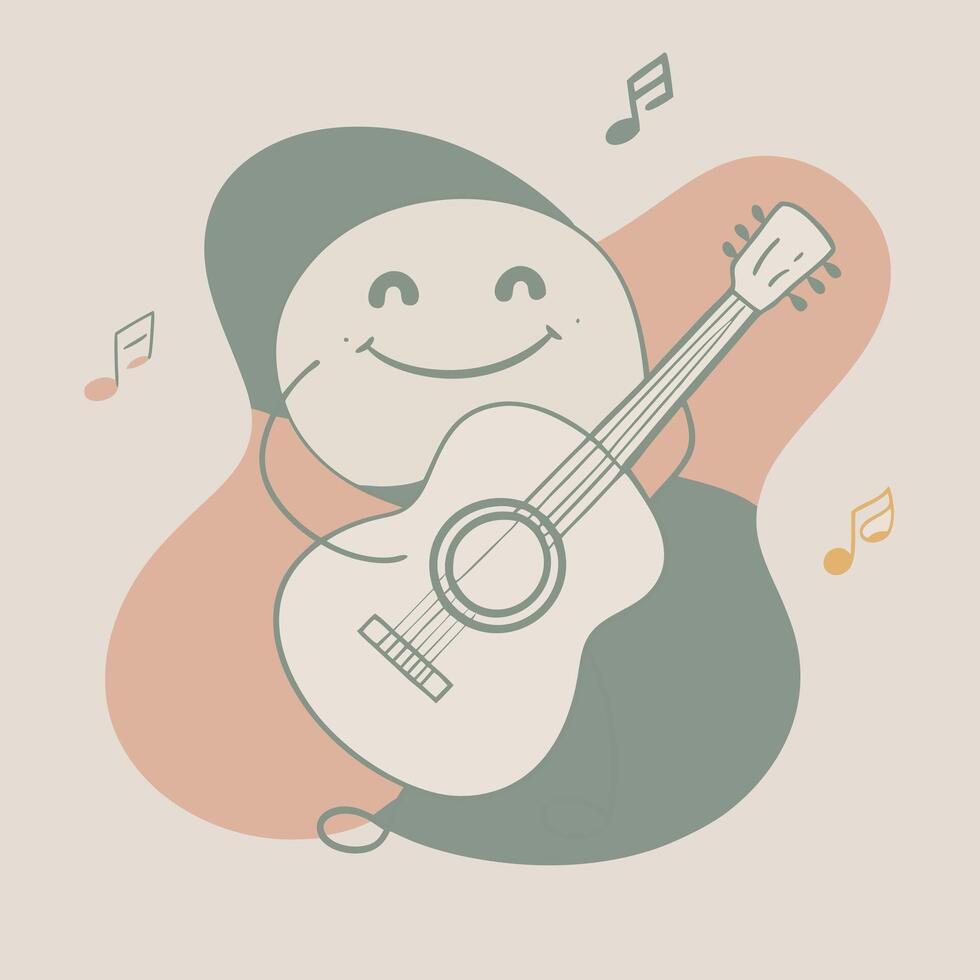 A cartoon character playing the guitar vector
