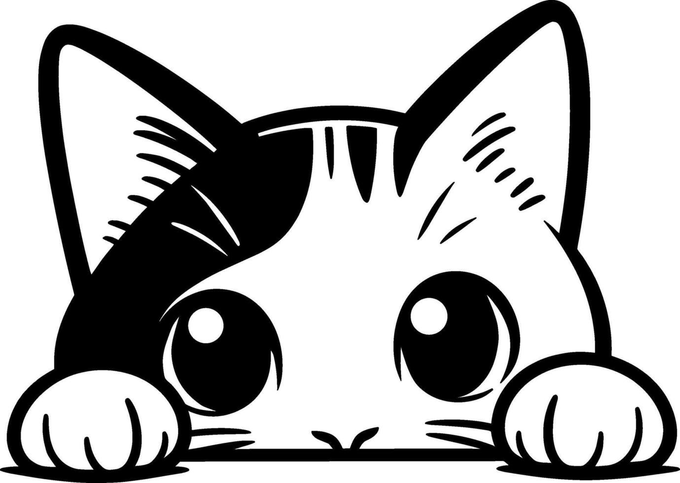 Playful Peeking Cat Illustration vector