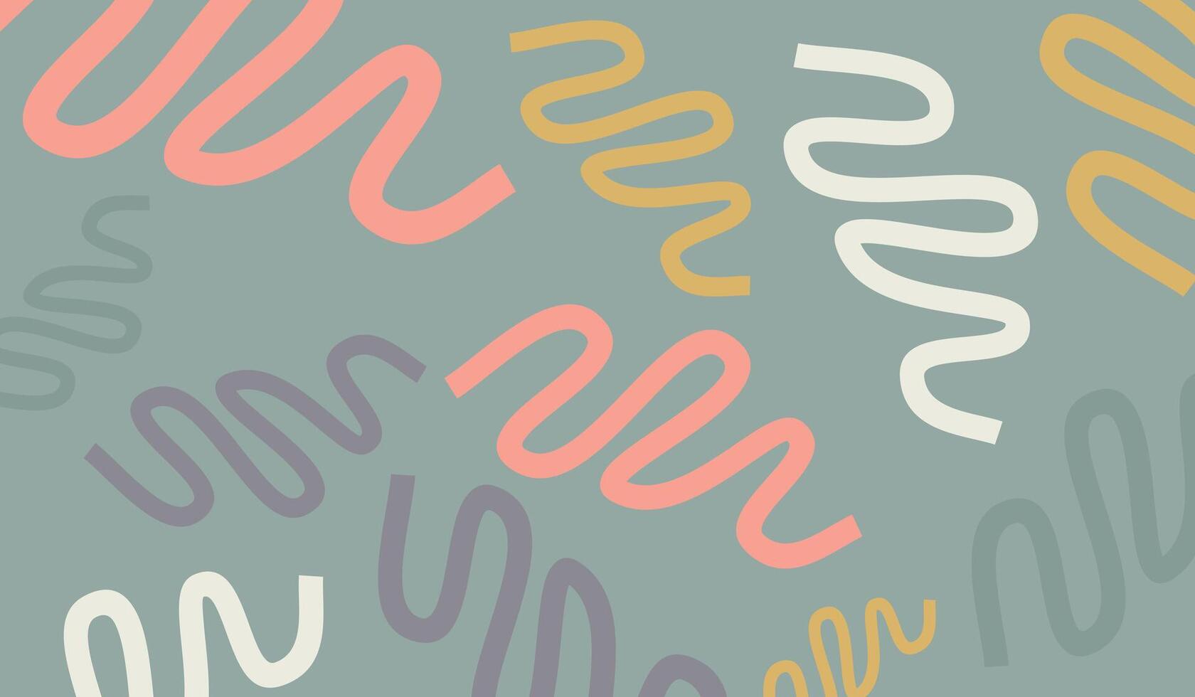 Desaturated minimalist color background with wavy lines shapes vector