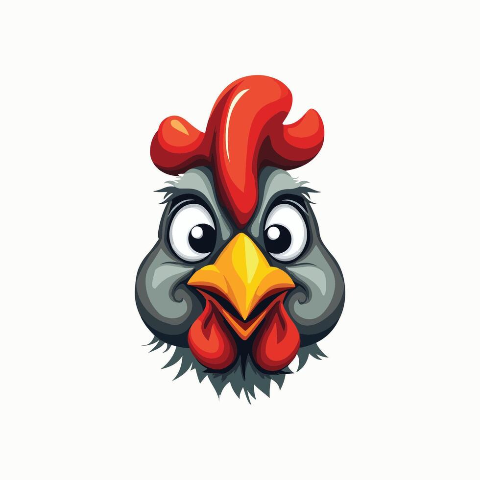 Angry cartoon chicken with a fierce expression, illustration in a bold art style vector