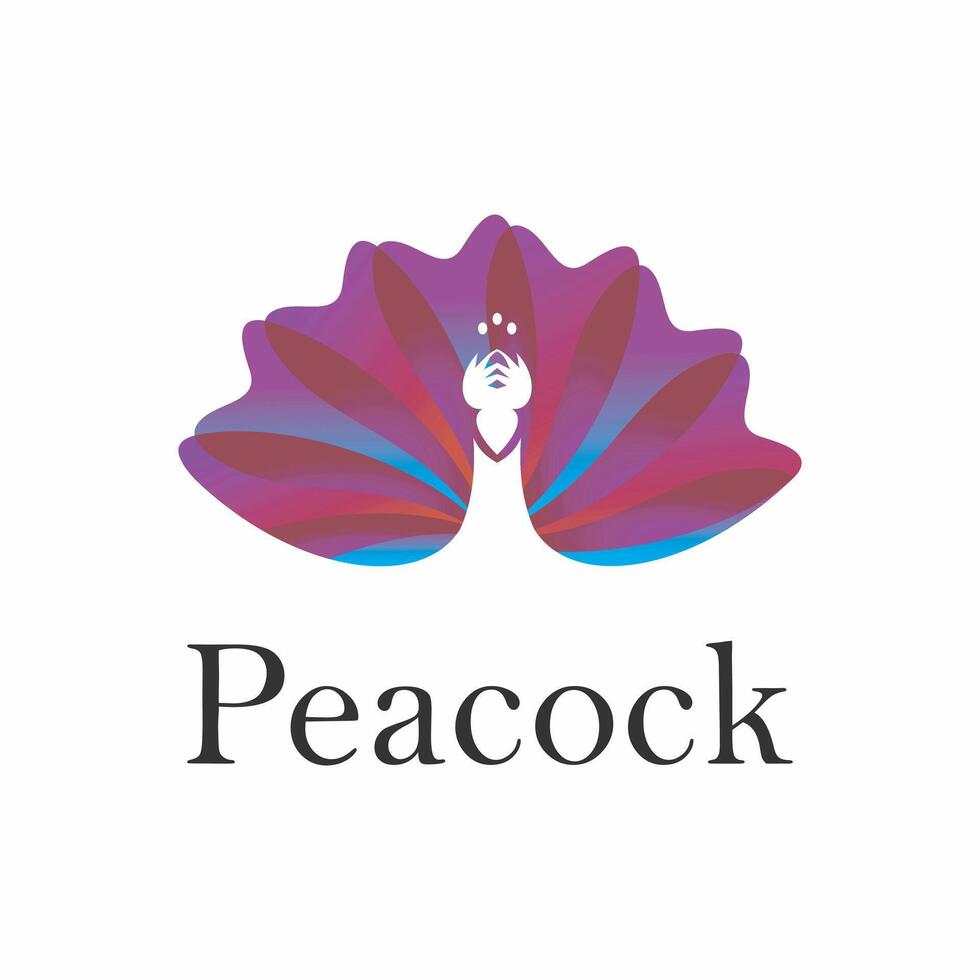 Gradient colorful peacock logo illustration. modern design template vector