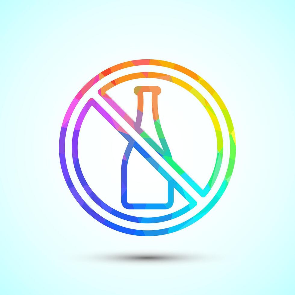 Alcohol free icon, No alcohol sign badge, logo, icon low poly style vector